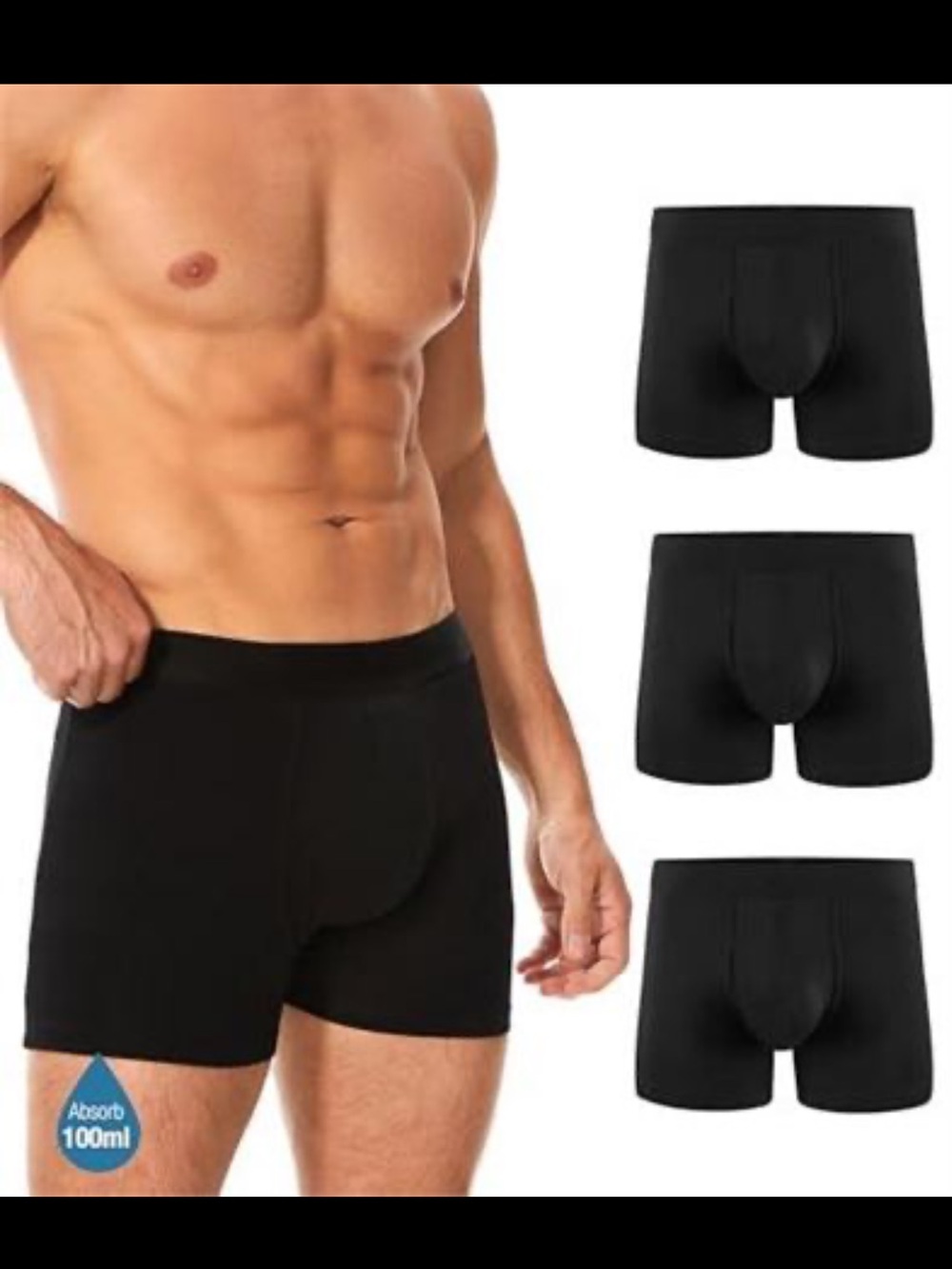 YESWEL Men's Black Stretch Boxer Briefs - 3-Pack